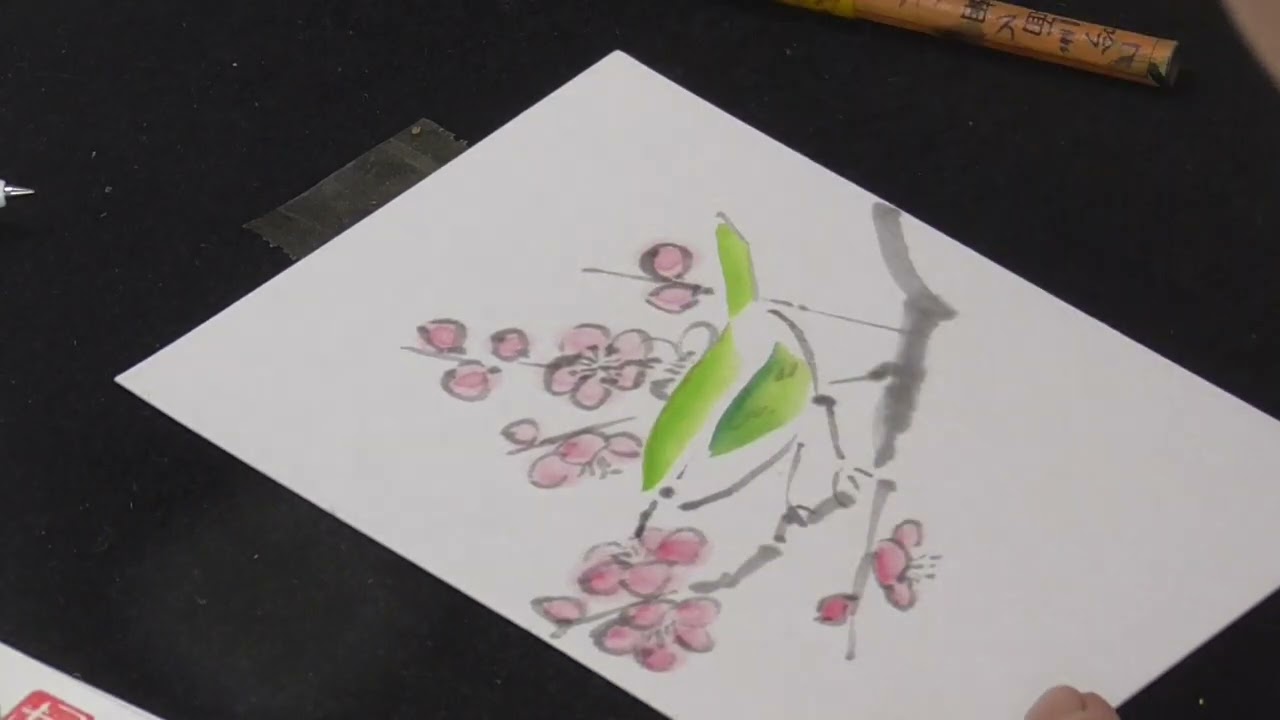 絵手紙入門　楽しく簡単に四季を描こう「年賀状　カブと梅」