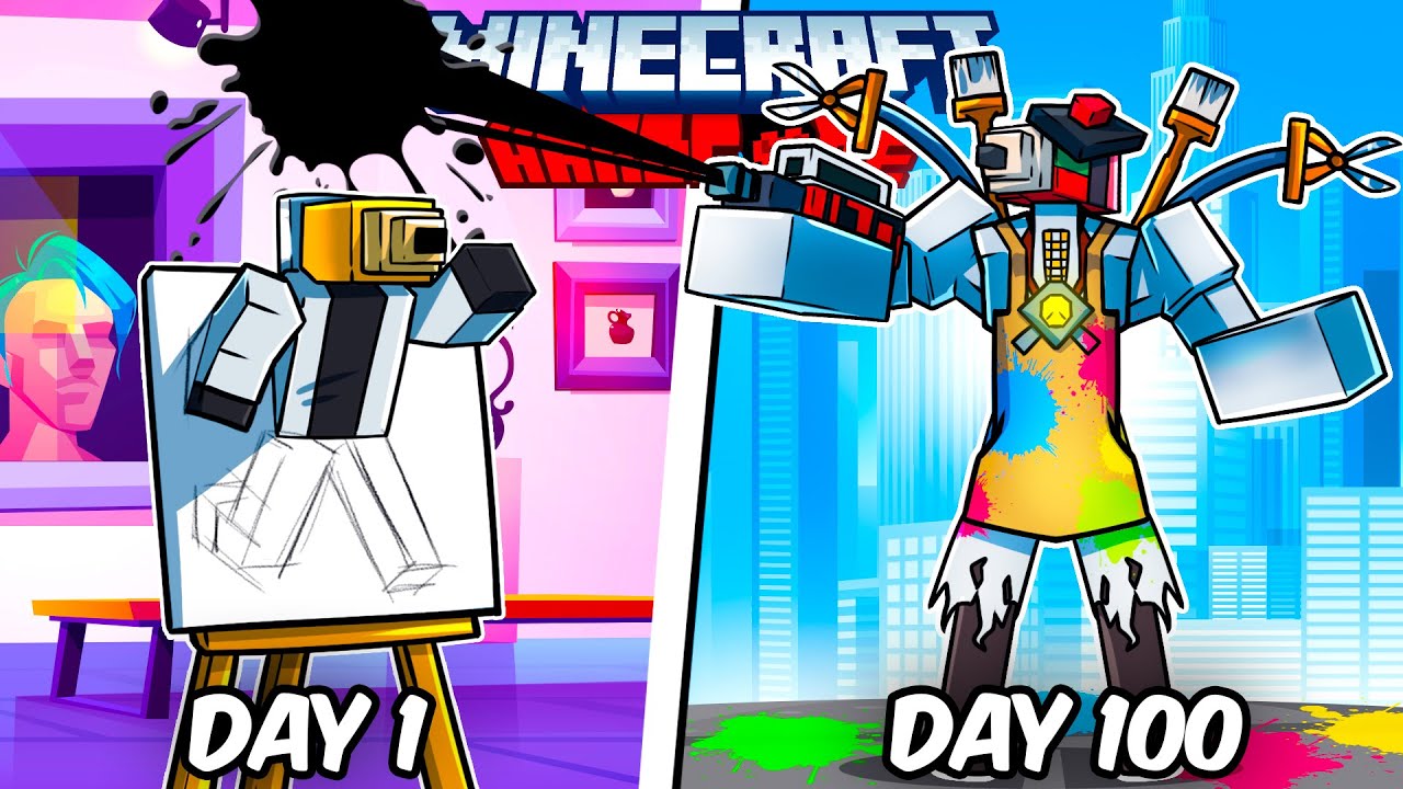 I Survived 100 Days as a PENCILMAN in Hardcore Minecraft!