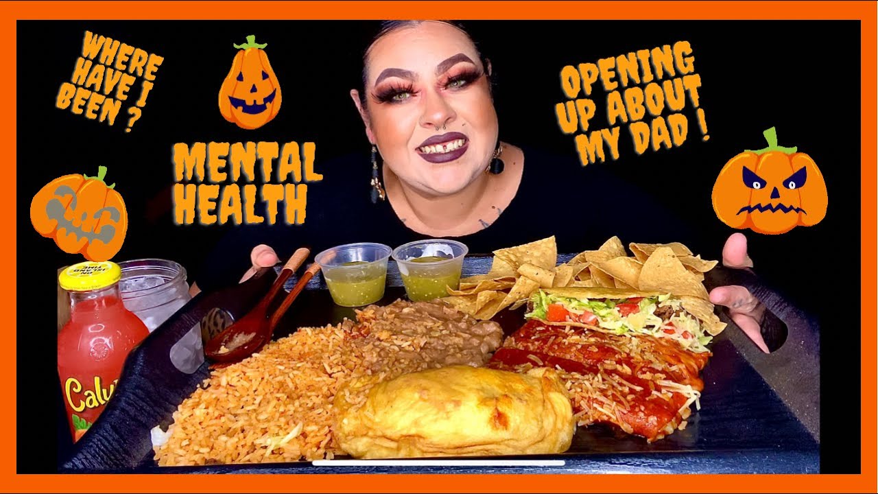 MEXICAN FOOD MUKBANG | Cheese enchiladas + Chili relleno + Rice and beans