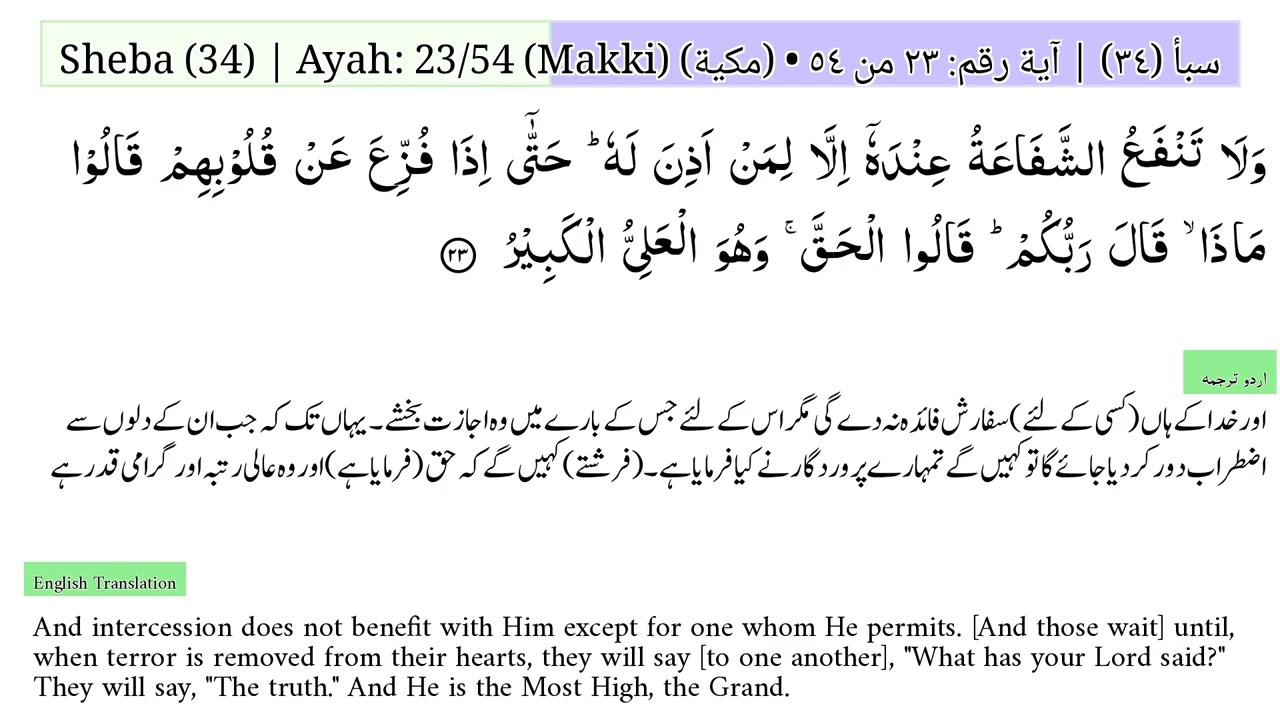 34‬ Sheba سبأ Ghamdi with Urdu Complete Quran Code