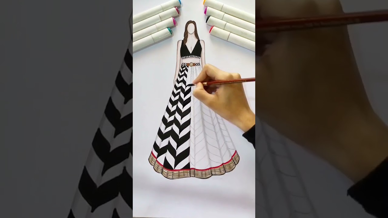 Fashion illustration😍How I color the base : tutorial #shorts