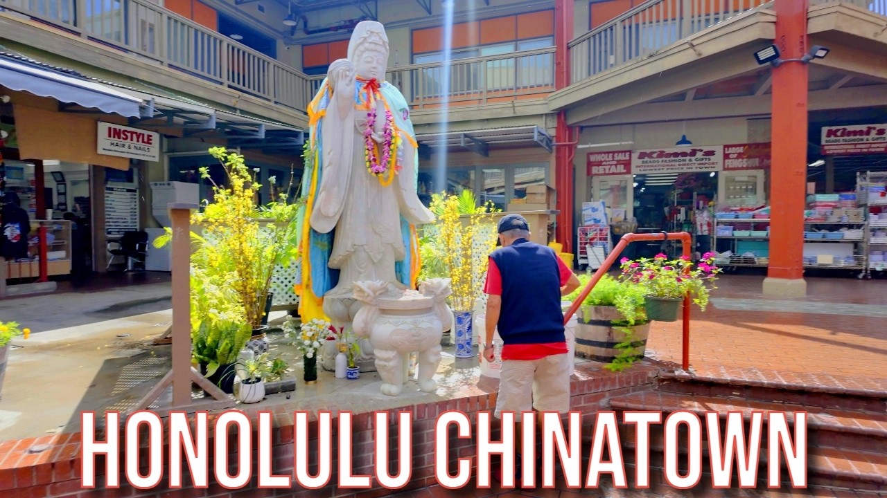 【4K】𝐖𝐀𝐋𝐊 🇺🇸 Walking around Honolulu Chinatown 🏖️🌺🌞