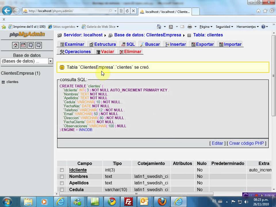 Tutorial de creación de base de datos en phpmyadmin y conexion con dreamweaver