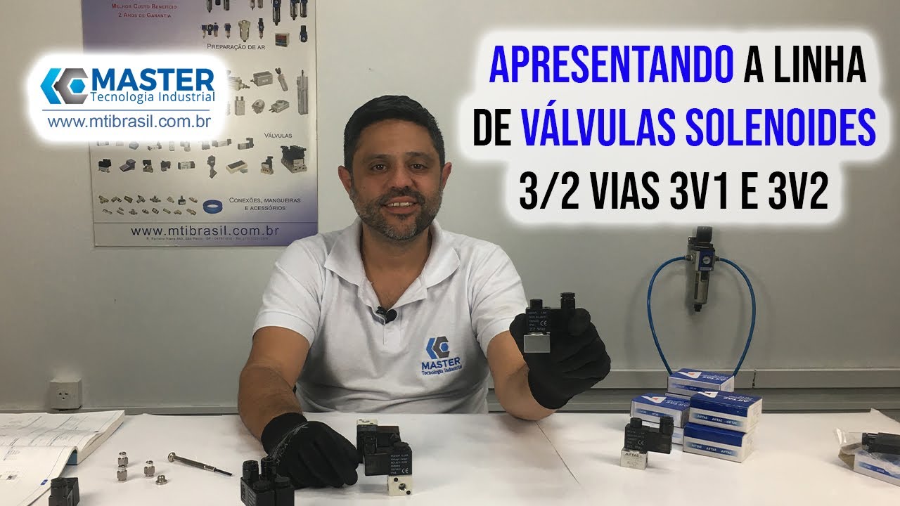 Válvula Pneumática Solenoide 3/2 (3 portas e 2 vias) com ação direta