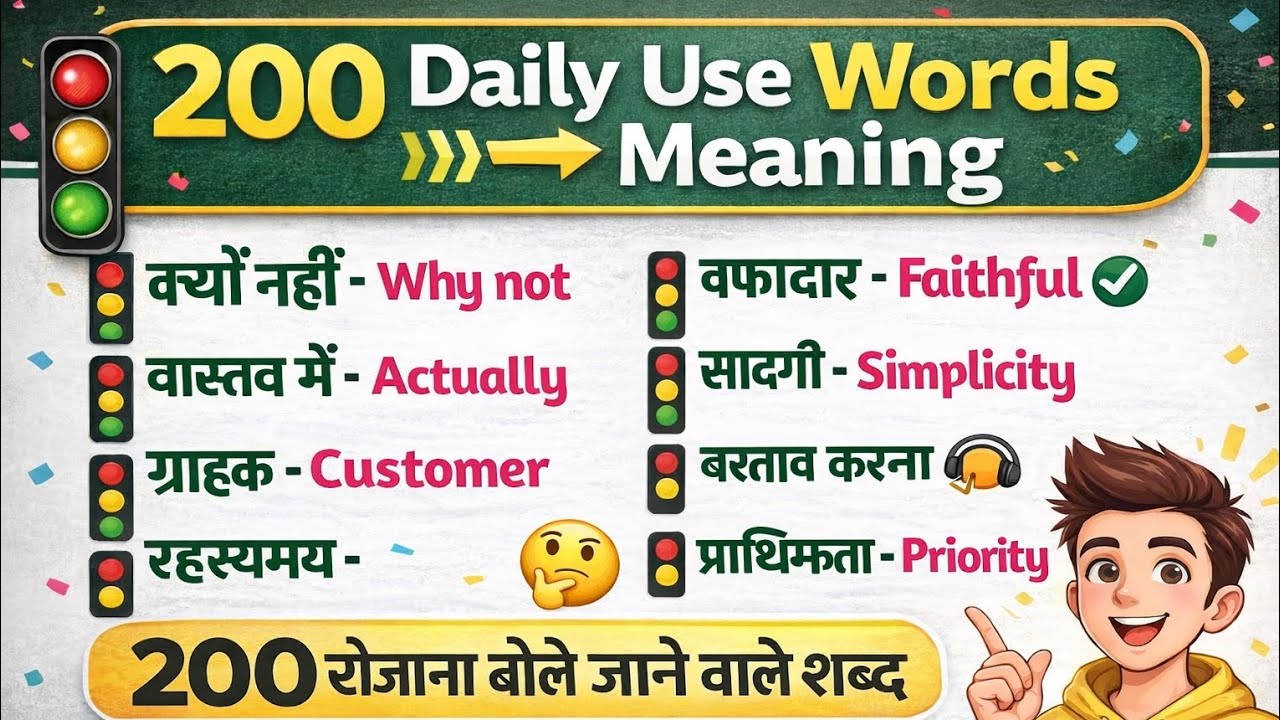 200 Daily use english word meaning || 200 रोज़ बोले जाने वाले वाक्य 