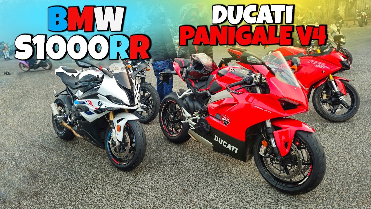 BMW S1000RR vs Ducati Panigale V4 🔥 Loud Exhaust Sound Reaction BMW S1000RR Loud Exhaust 😱