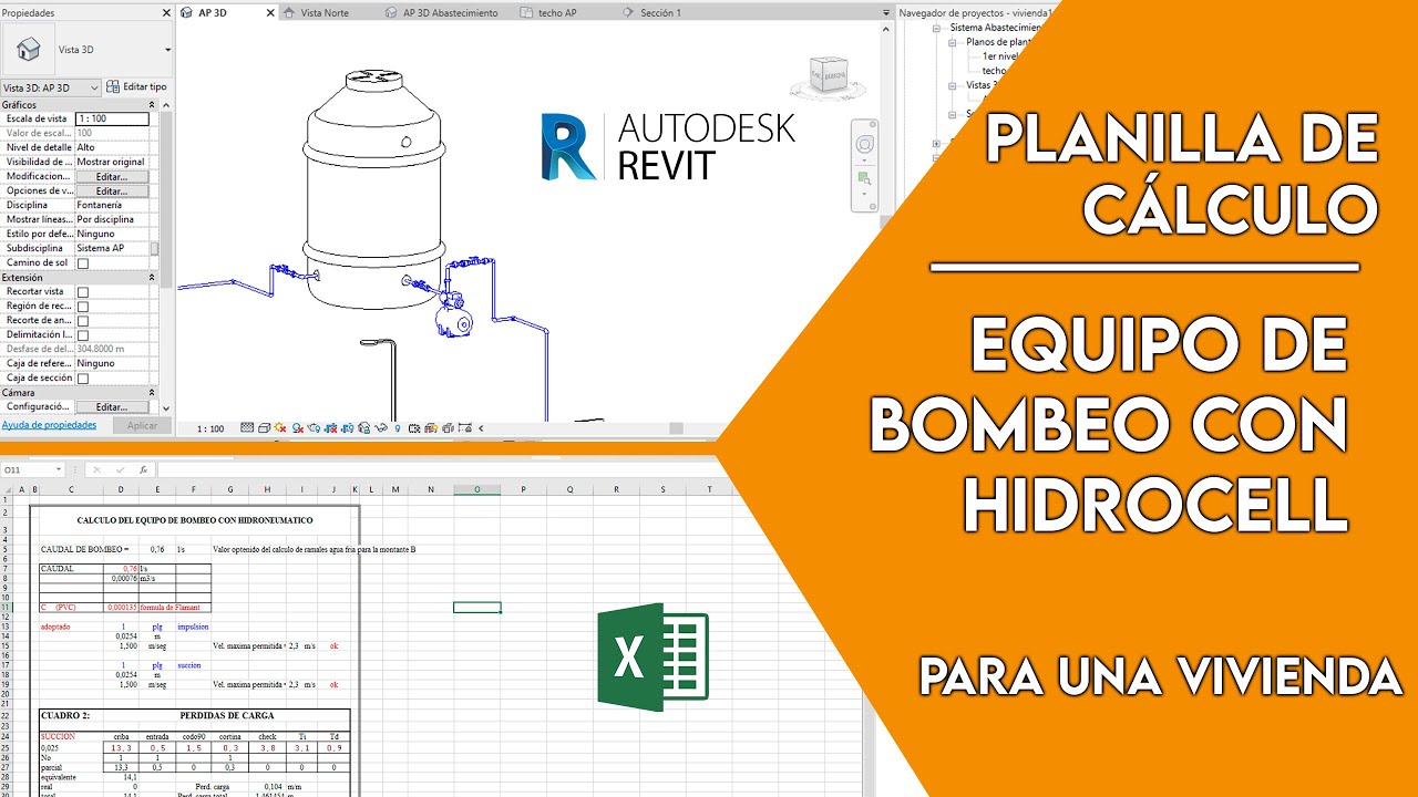 PLANILLA DE CÁLCULO - Equipo de Bombeo con Hidrocell para viviendas #revit #autocad #excel