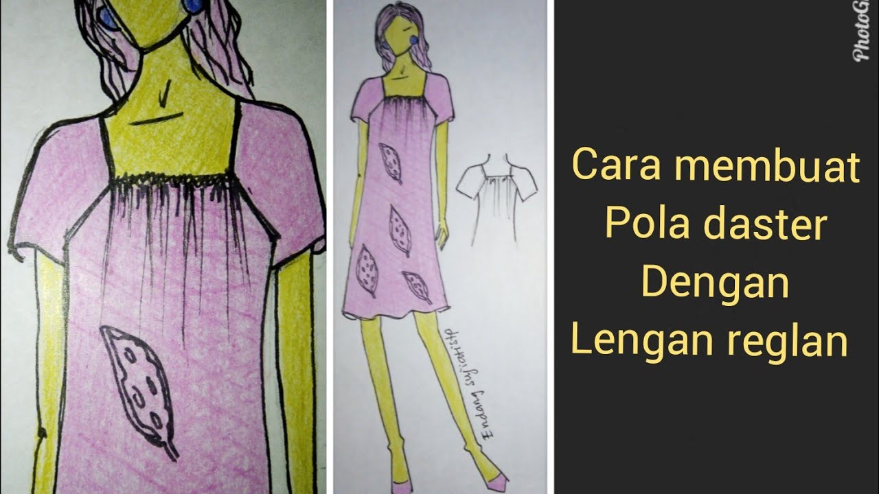 Cara membuat pola daster dengan lengan reglan