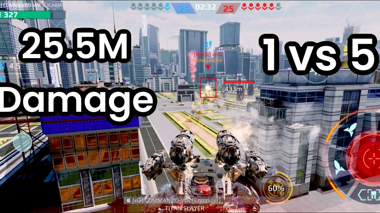 Devourer 1 vs 5 | 25 Million Damage | War Robots Gameplay