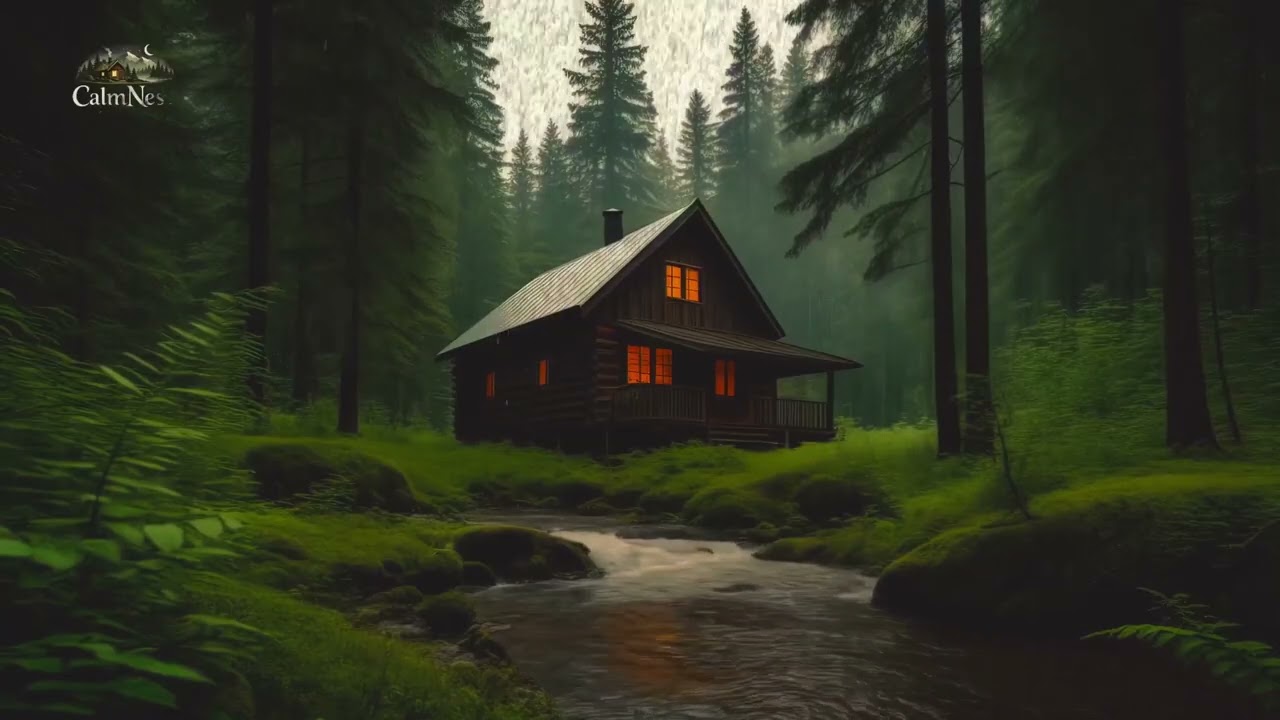 Natural Rain Sounds in Forest House by the River | Mind Calming