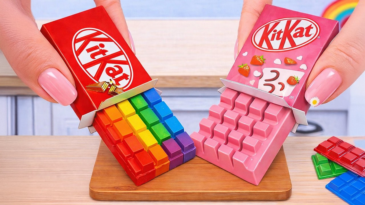 Rainbow KITKAT Bar vs PINK Kitkat Recipe 🩷 Best Of Miniature Chocolate Cakes 💖 Wonder Cake