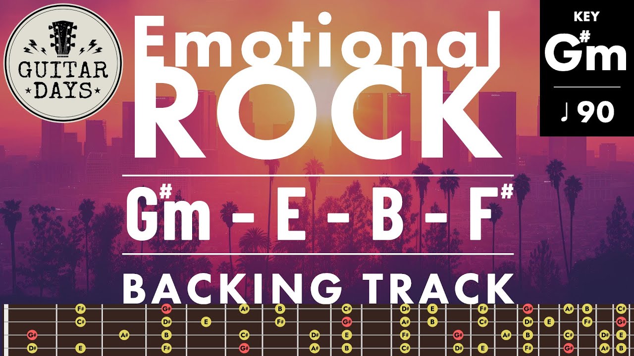 Emotional Rock Backing track in G♯minor | G♯m E B F♯ | for Guitar
