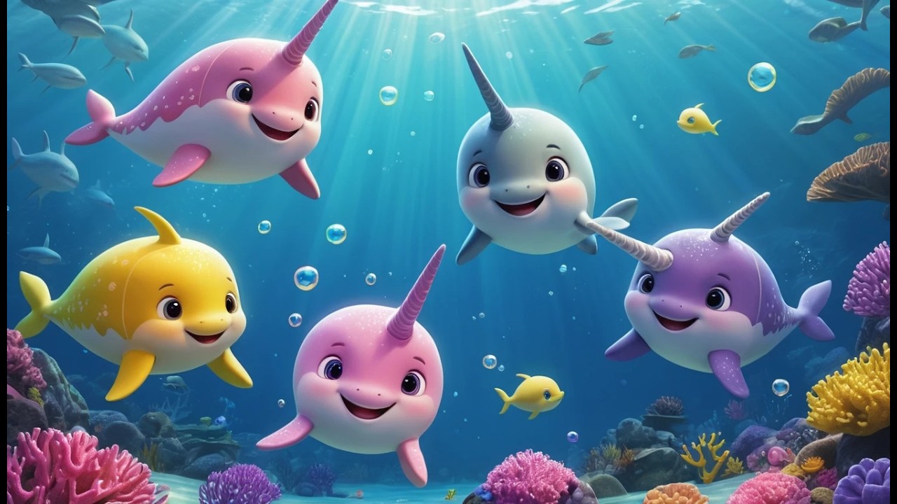 Five Little Narwhals Swim Swim Swim | Underwater Animal Song & Counting Rhyme