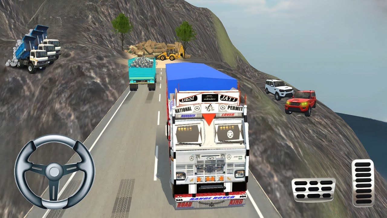 Truck Carrying Stones to Mountain Site JCB Unloading #jcb #truck #truckgame 