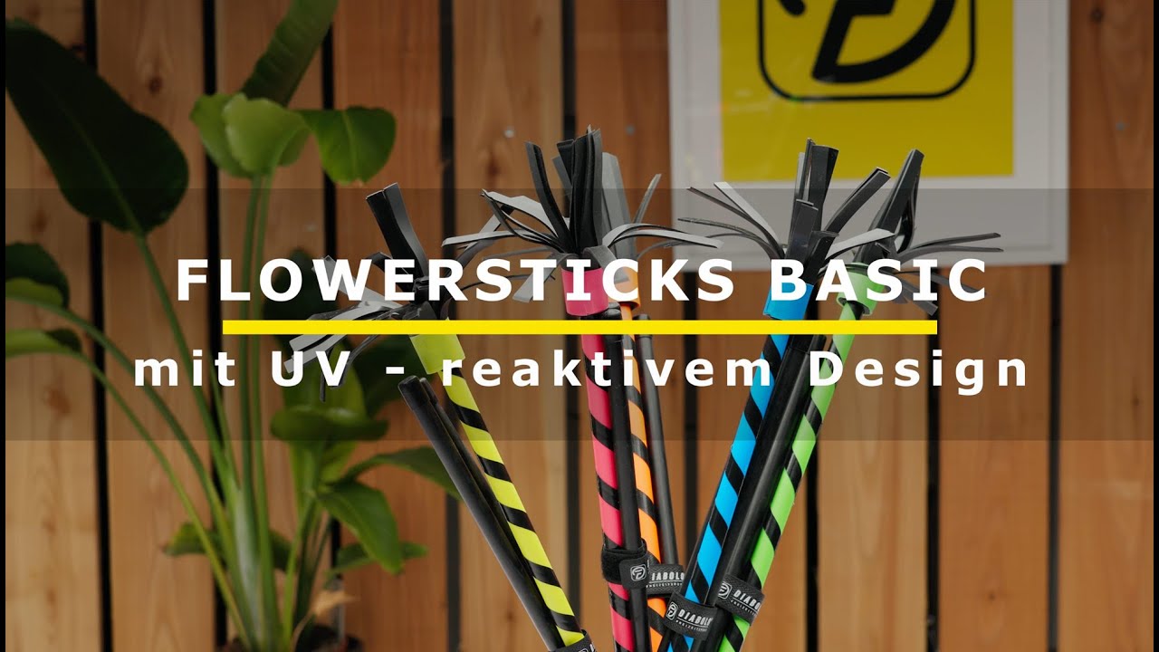 Diabolo Freizeitsport - Flowerstick Basic Set (5 Farben erh&auml;ltlich) - UV-reaktiv, f&uuml;r Festivals