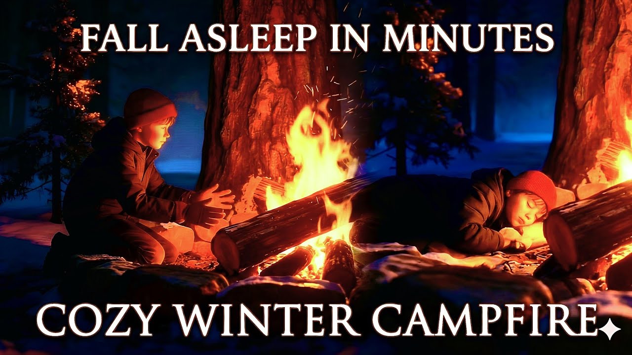 Winter Campfire Ambience ❄️ 1 Hour Loop for Sleep & Study)
