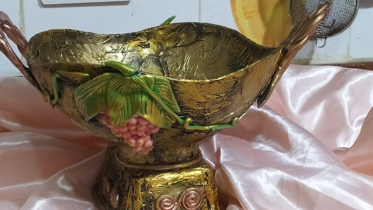اعمليها بنفسك ازي نعمل طبق فاكهه تحفة رائعة من طبق بلاستيك قديم سهل جدا   /diy