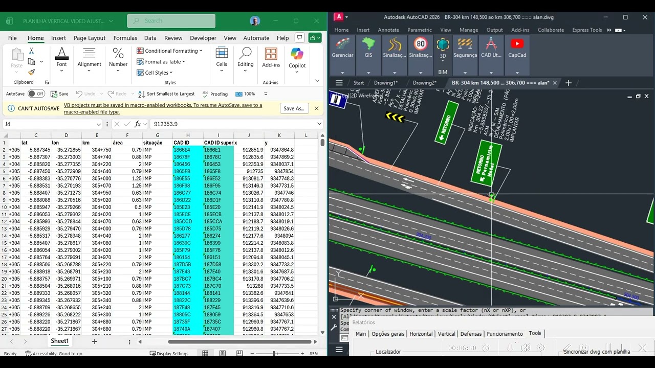 Localizando elementos de relatório no CAD com CapCad