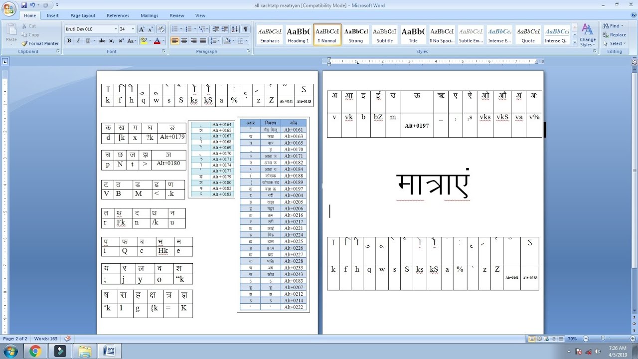 हिंदी टाइपिंग फॉन्ट चार्ट     ||    kruti dev 010       (WITH AUDIO)