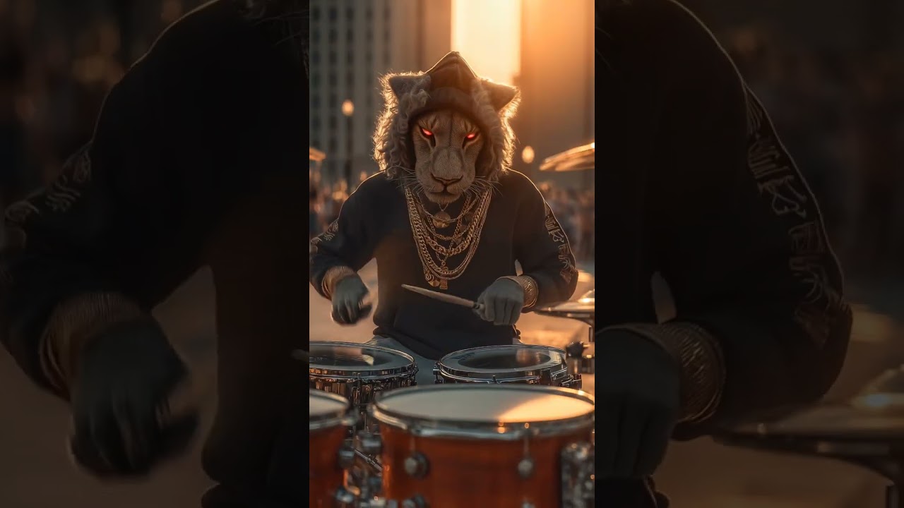 Epic Lion Drummer in Ancient Ruins | Cinematic AI Video