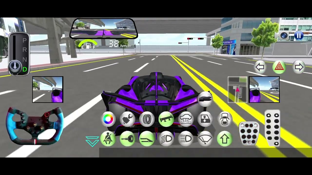 Purple Super Car with high speed 😱🌡️3D Class Driving Simulation Game - Android Games.