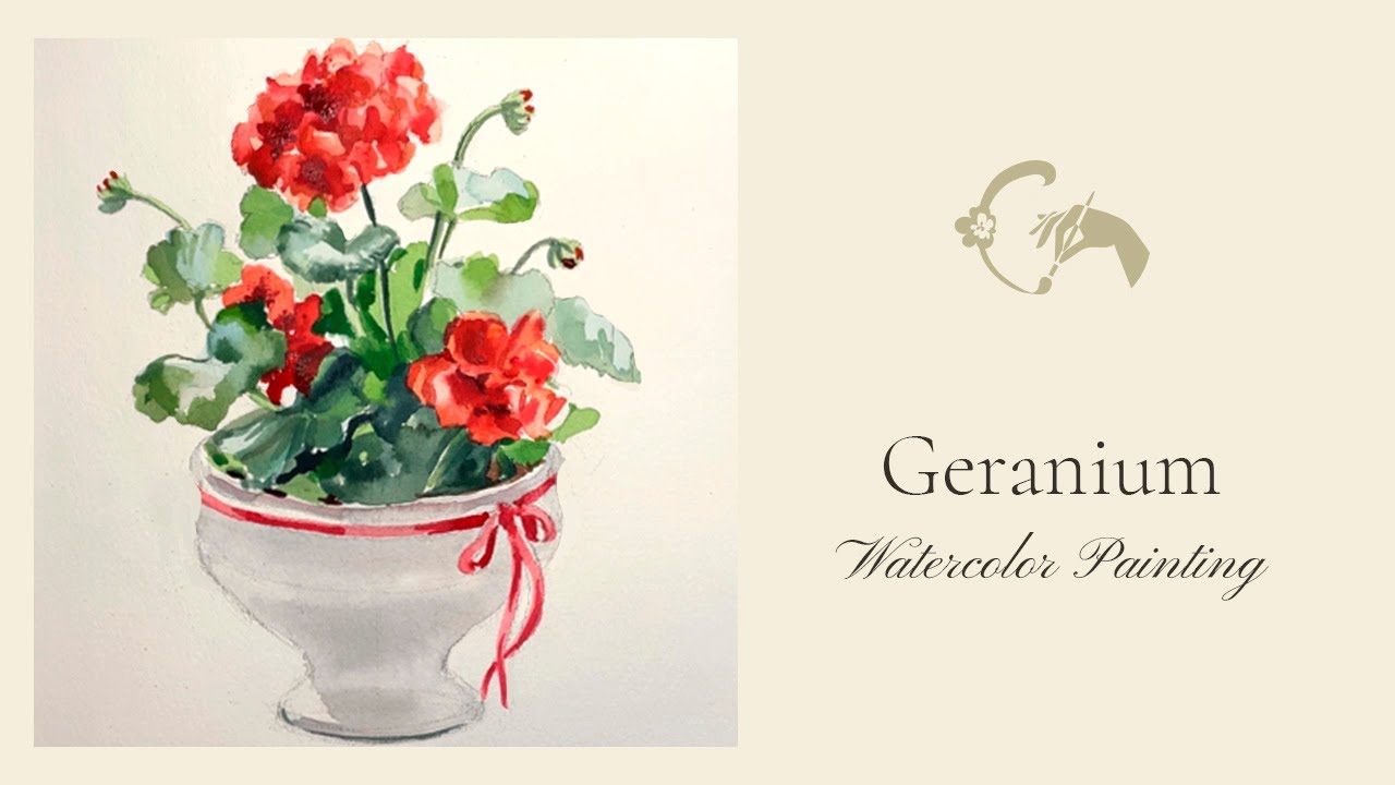 Geranium on a Frosted Window | Ink Study & Watercolor Painting