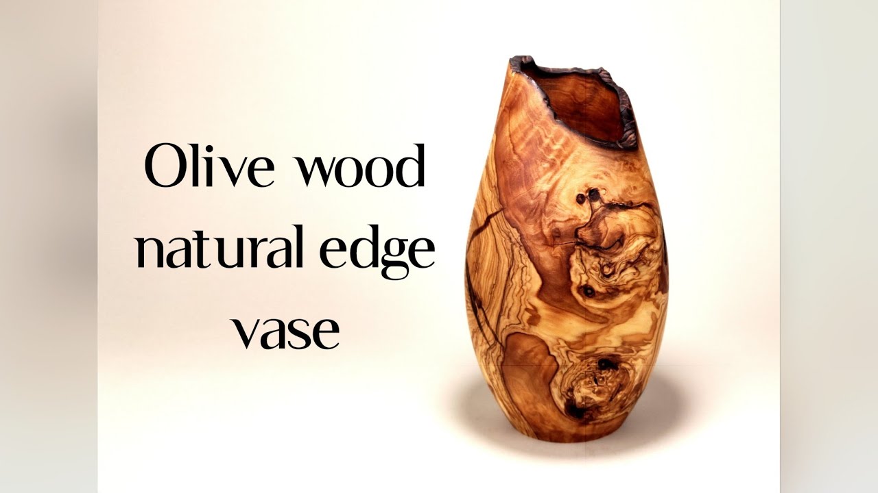 Woodturning:Olive wood natural edge vase