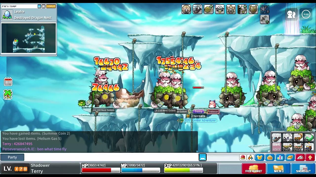 MapleStory Worlds ArtaleGlobal Lv178 Shadower Newts 3.07M Exp/10mins   Artale國際服 暗影神偷單刷蛋龍
