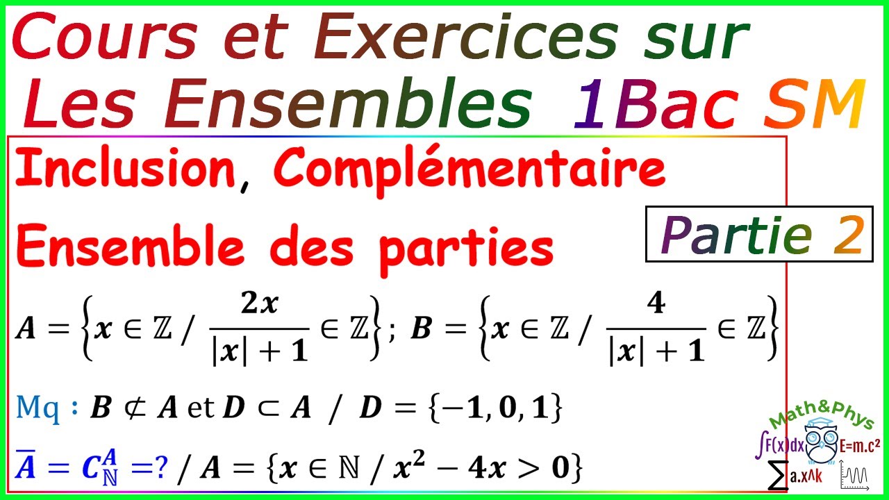 Les Ensembles - Cours et Exercices Corrigés - 1 Bac SM - [Partie 2]