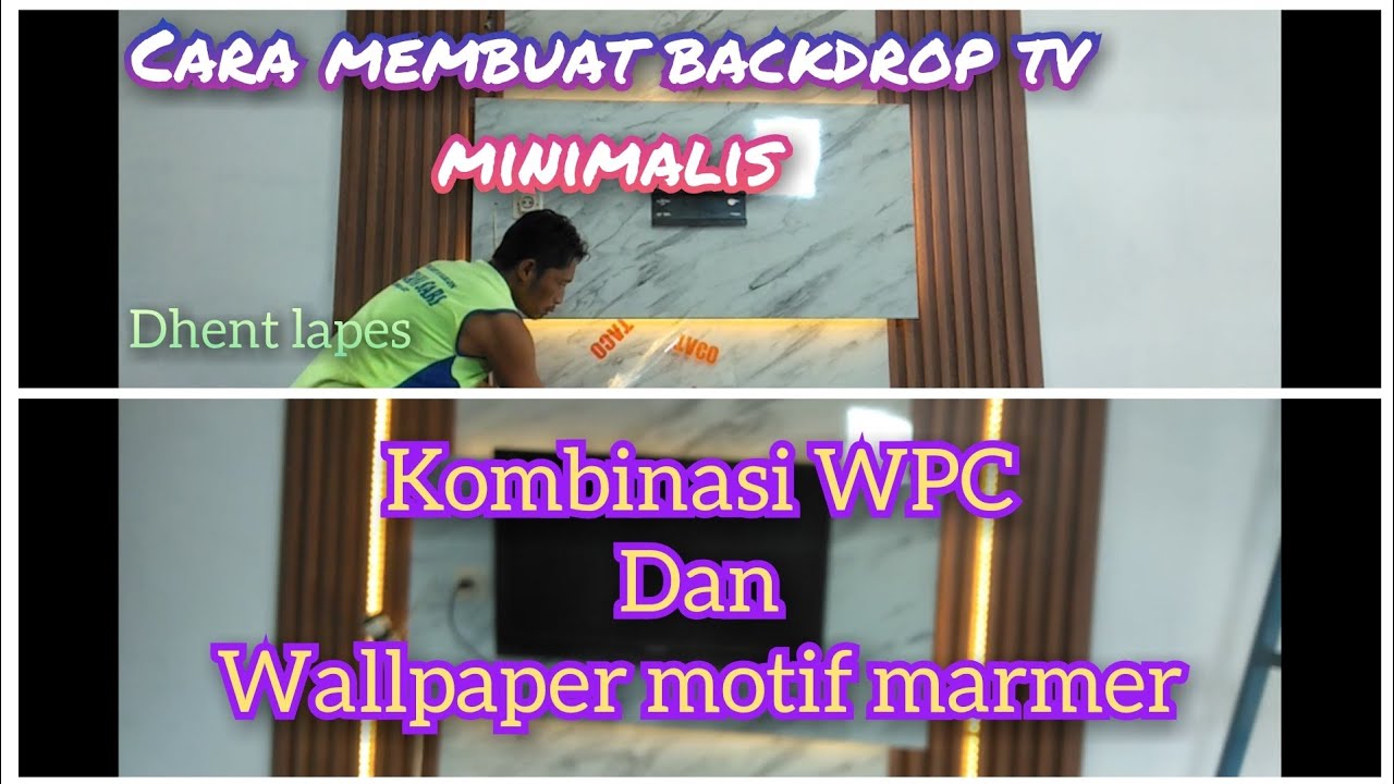 cara membuat backdrop tv minimalis kombinasi WPC dan WALLPAPER