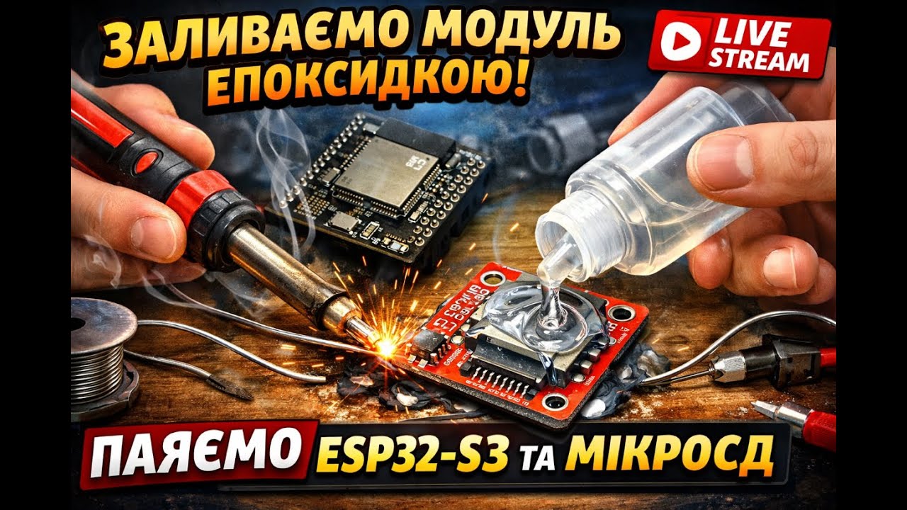 Паяємо ESP32-S3 та microSD ⚡ Епоксидна смола, реальний DIY | LIVE