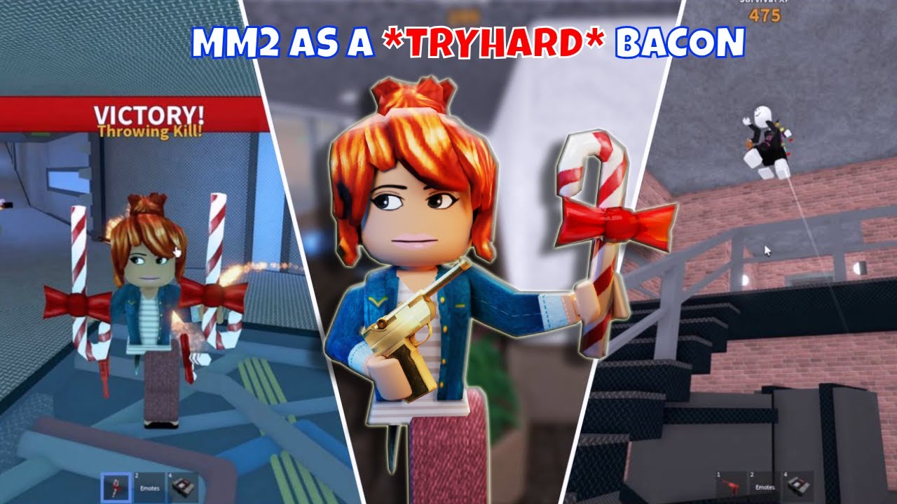 PLAYING MM2 AS A *TRYHARD* BACON (Murder Mystery 2)