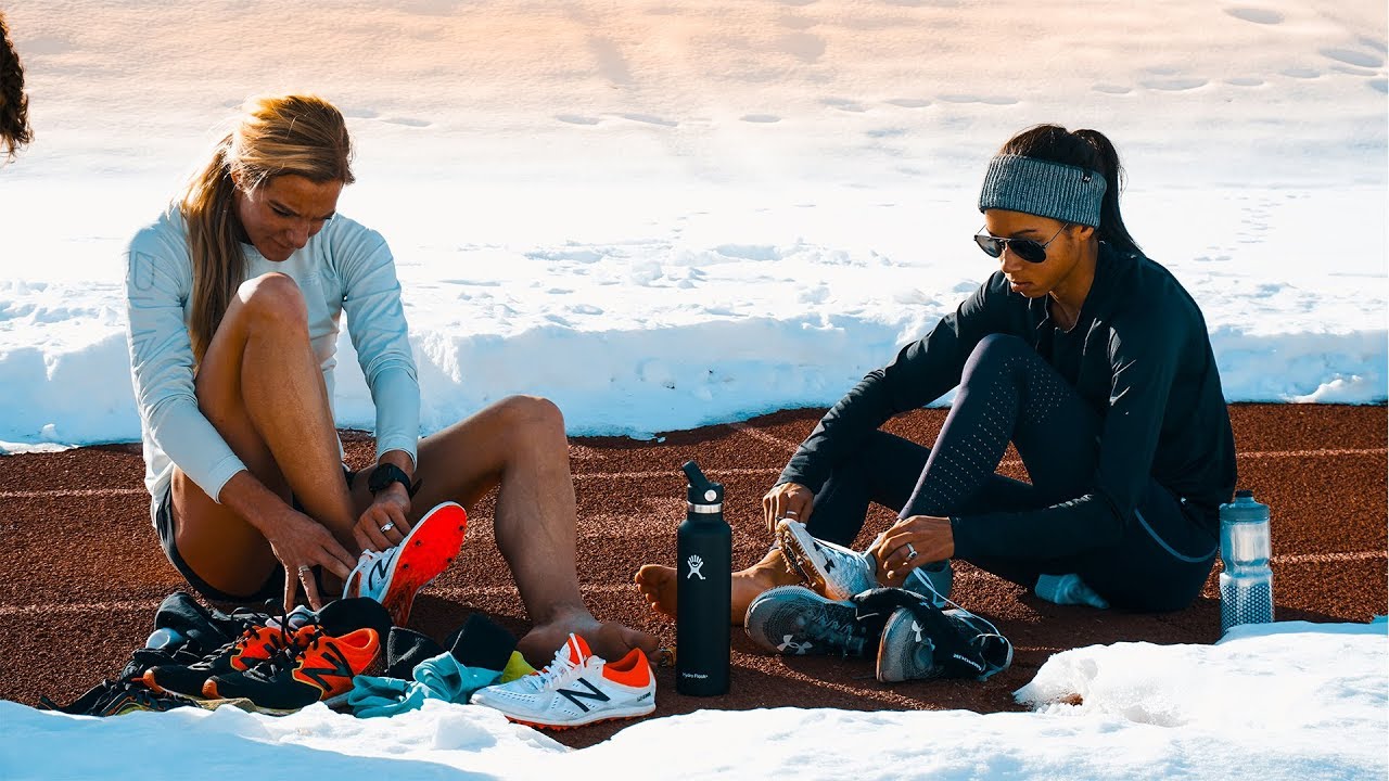 Emma Coburn | Aisha Praught Leer | 300m repeats workout | Gunnison, Colorado