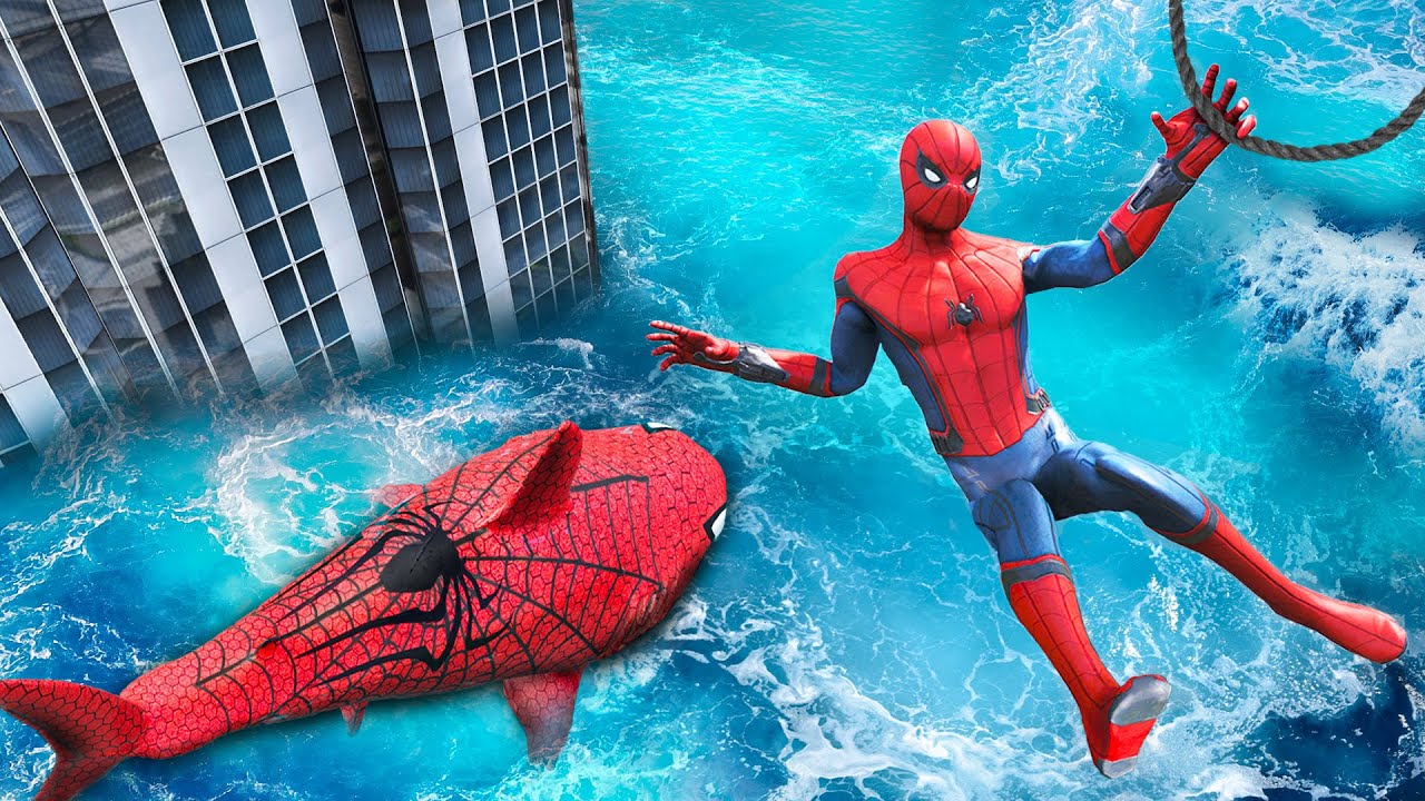 GTA 5 Water Ragdolls | SPIDER-SHARK VS Spiderman (Funny Moments)