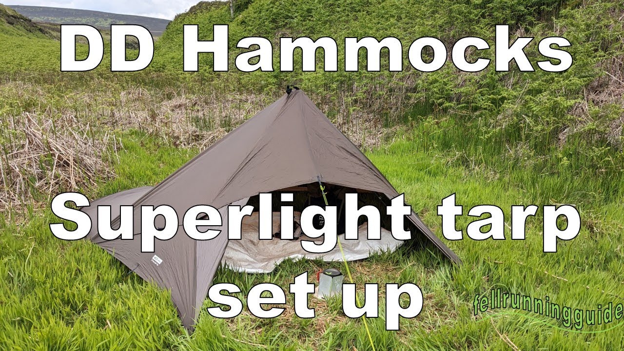 DD Hammocks Superlight tarp with trekking pole Inverted V set up