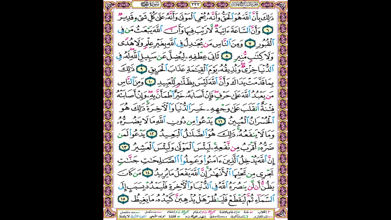 صفحة 333 من المصحف المعلم المرئي المسموع بصوت الشيخ محمود الحصري