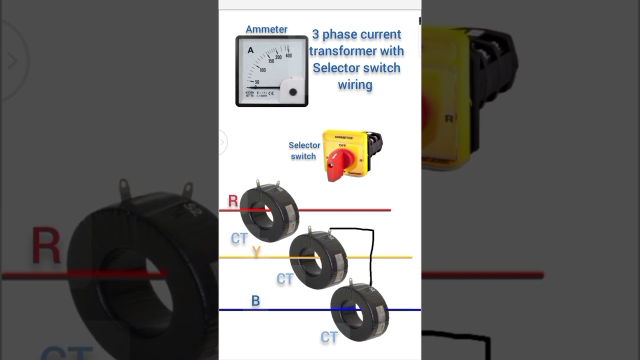 current transformer connect with selector switch and ampere meter