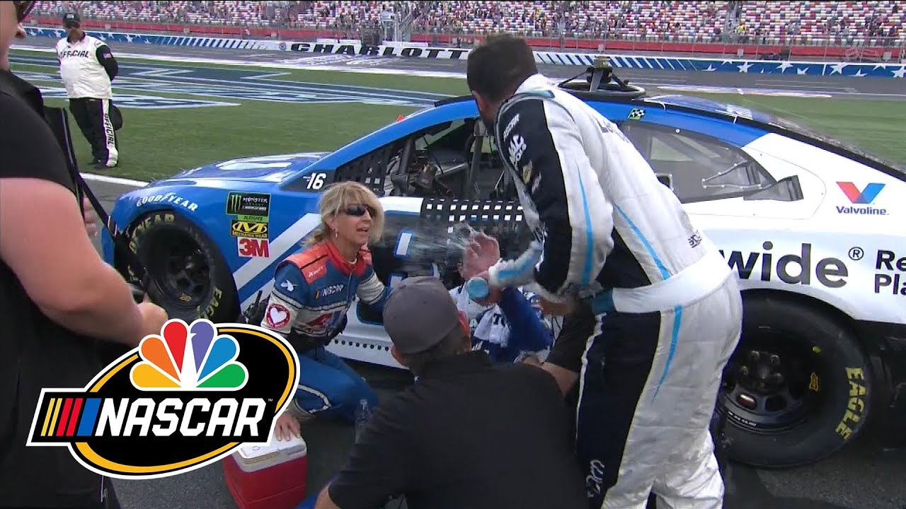 Bubba Wallace throws water in Alex Bowman's face after Charlotte Roval | Motorsports on NBC