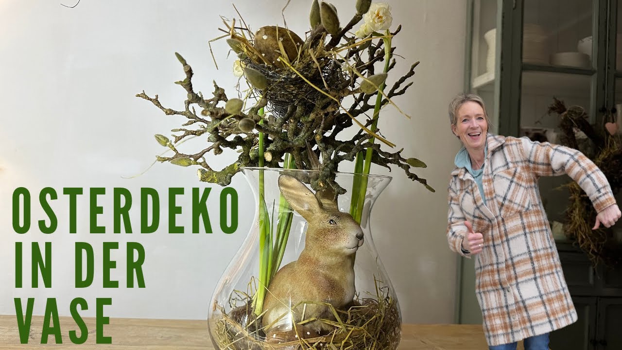 Osterdeko für Zuhause🐰 Häschen in der Vase 🐰 DIY Osterdeko mit DIY Drahtnestchen & Magnolienästen