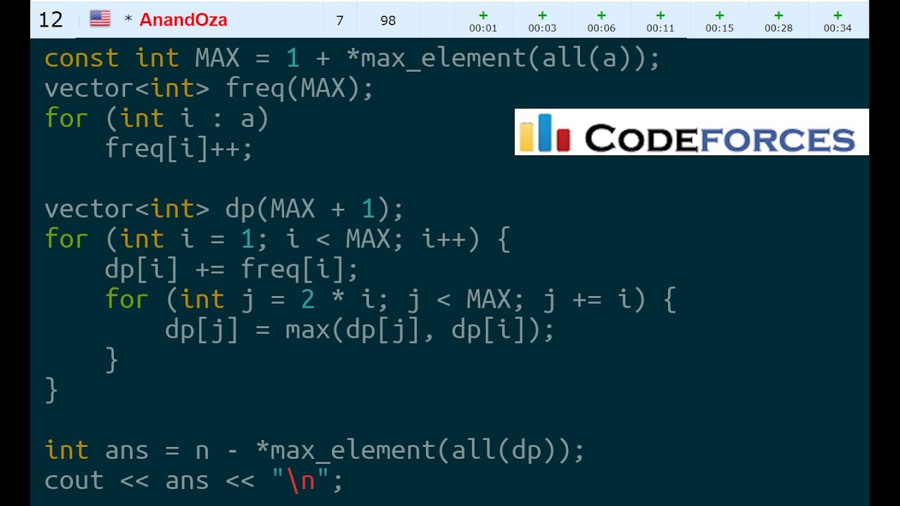 Codeforces #697 (Div. 3) - 12th place - Screencast with narration