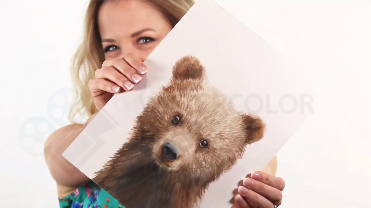 Watercolor Bear Cub Painting Time Lapse
