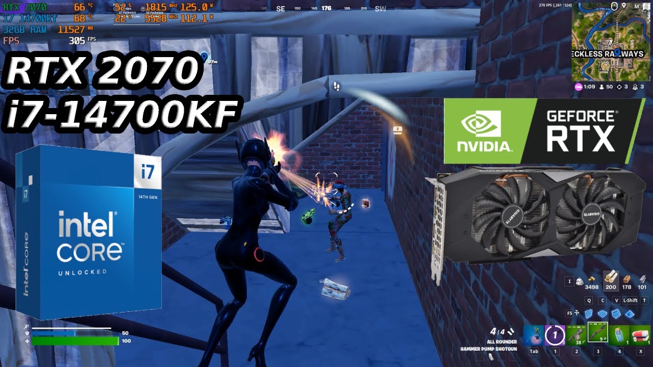 Intel i7-14700KF | RTX 2070 | Benchmark | Fortnite chapter 5 season 1 | Performance mode