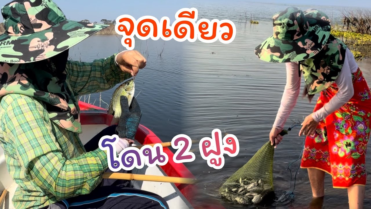 #ตกปลาคันไม้ไผ่ มาแล้ว…จุดเดียวโดนสองฝูงเลย  งัดกันมันจัดปันปัน