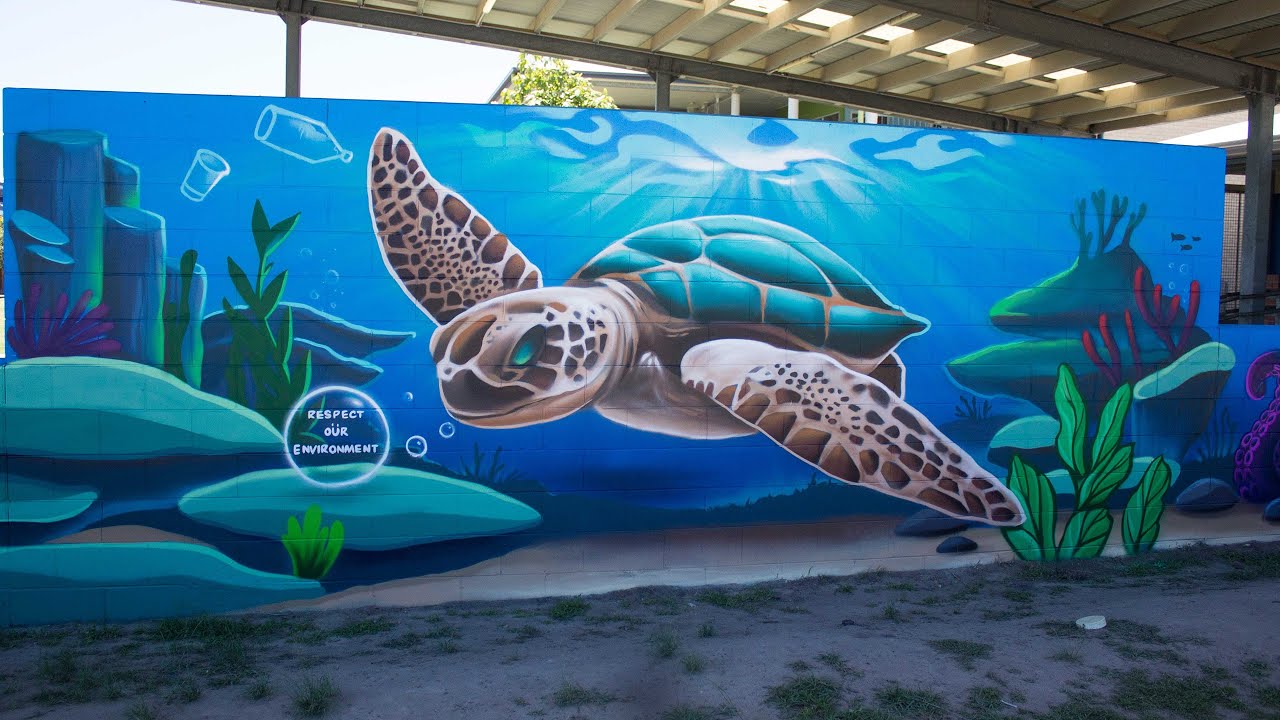 Painting An Underwater Sea Turtle Mural! 🐢🎨