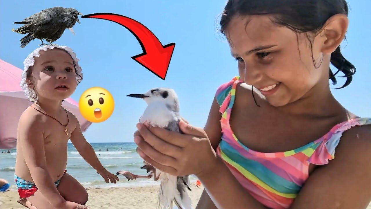 🆘Cu BEBELUȘUL la mare🪽 Am SALVAT o PASĂRE🙀 Vlog de famlie pentru copii