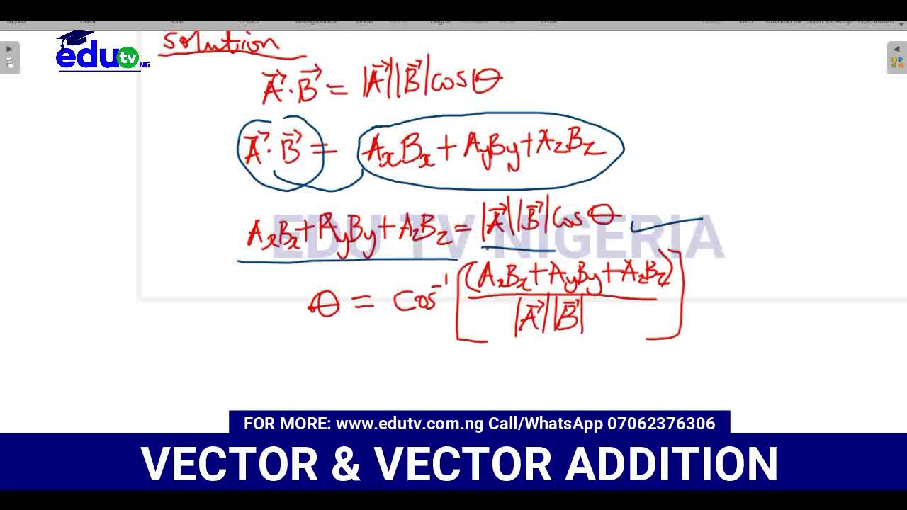 LEARN VECTOR AND VECTOR PRODUCTS ON EDU TV NIGERIA  #8 - EduTv Nigeria