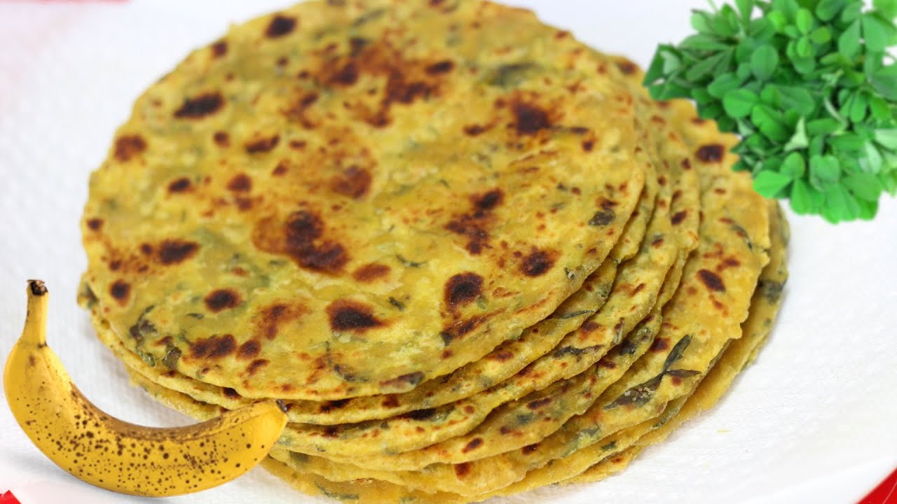 Kela Methi Thepla Roti Bhakri | Over-ripe Bananas Fenugreek Flat Bread Video Recipe