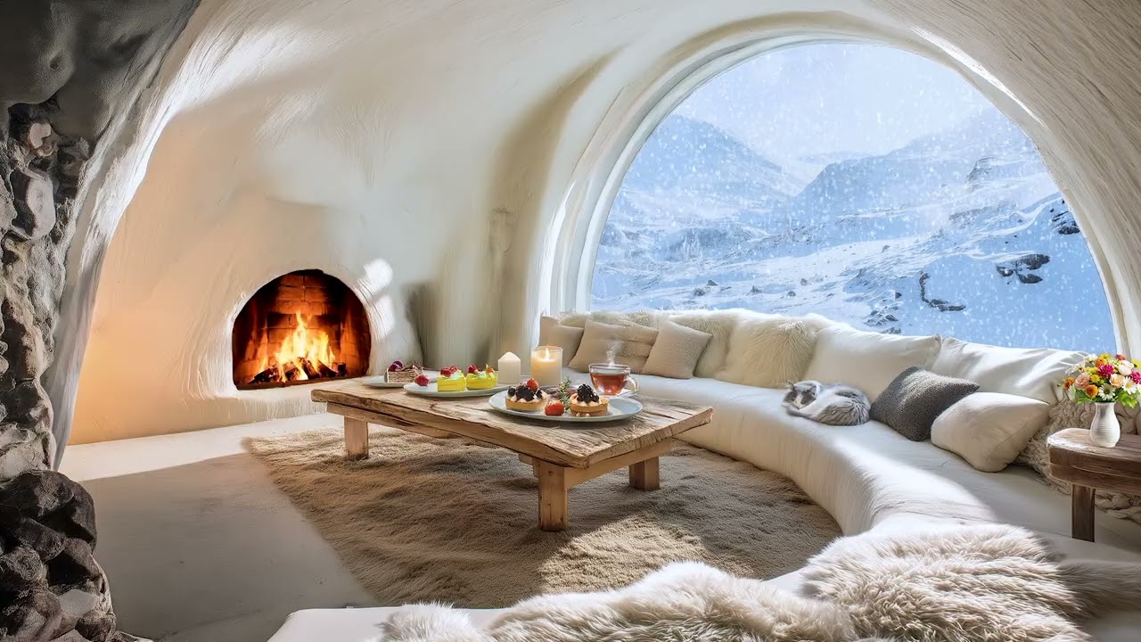 Relaxing Music Over Tranquil Piano Fireplace 🎶 Reduce Stress And Fatigue 🔥 Extended No Ads