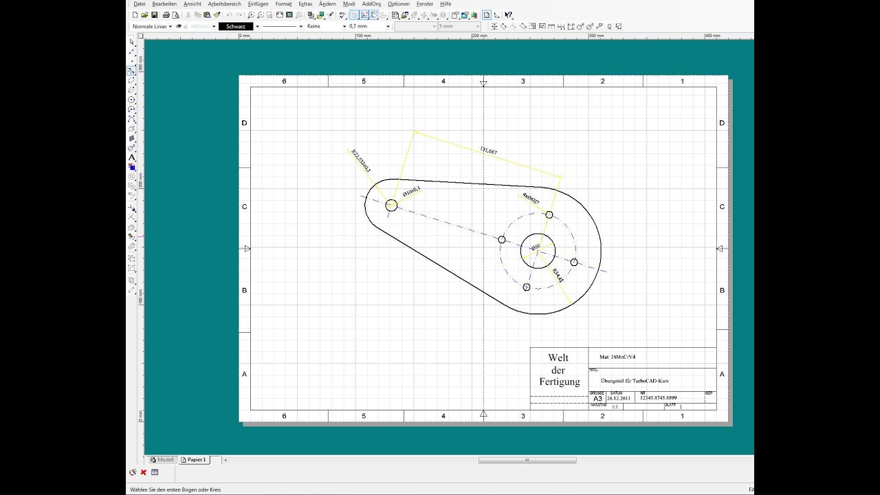 TurboCAD 16: 2D Konstruktionsbeispiel