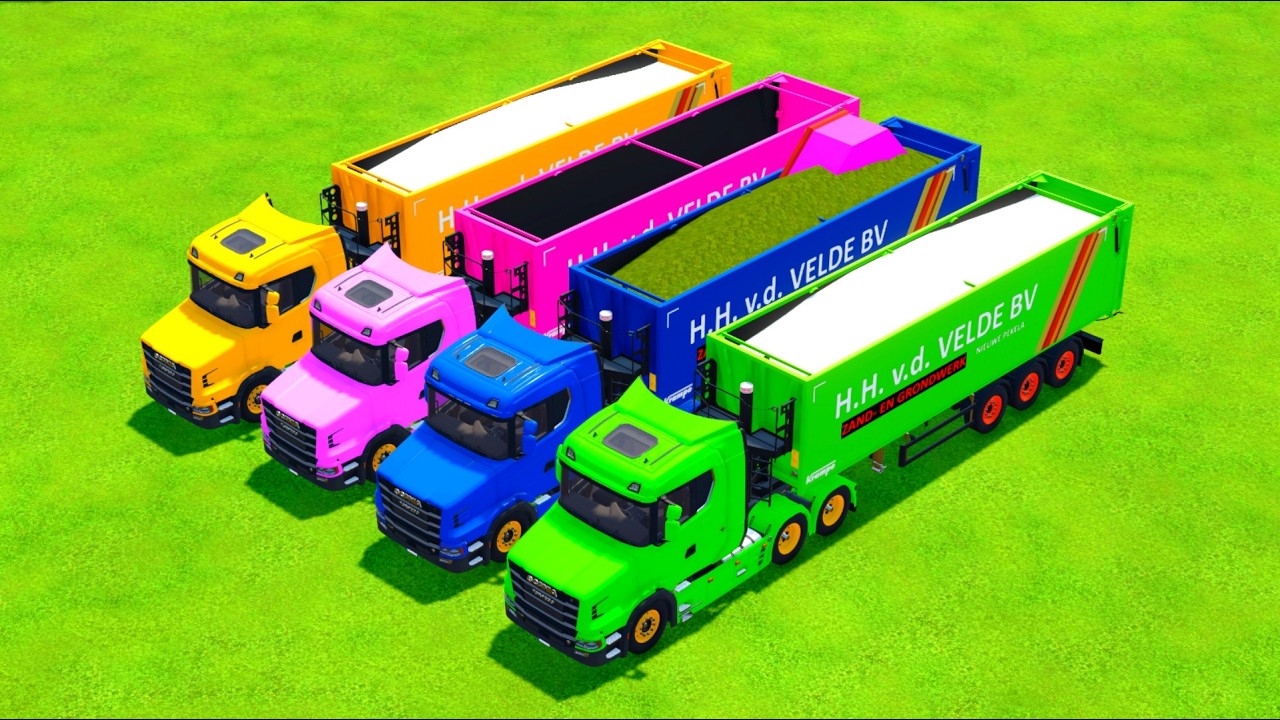 TRANSPORTING COLORFUL RAINBOW TRAILER TRUCKS - ANIMAL FEED - Farming Simulator 22 #10
